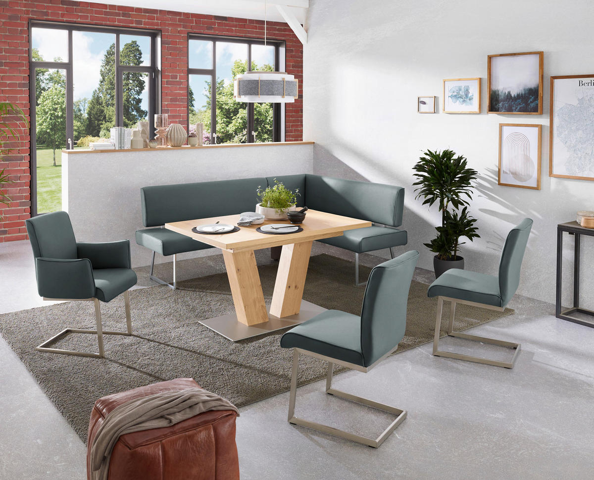 ARMLEHNSTUHL  in Stahl Mikrofaser  - Edelstahlfarben/Graublau, Design, Holzwerkstoff/Textil (63/91/60cm) - Dieter Knoll