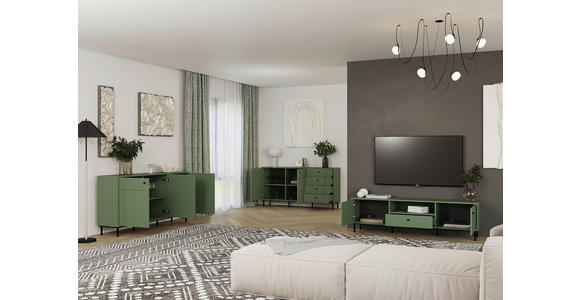 KOMMODE in 81,8/106/37 cm - Schwarz/Grün, MODERN, Holzwerkstoff/Kunststoff (81,8/106/37cm) - Carryhome