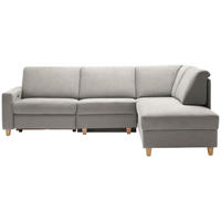 ECKSOFA in Flachgewebe Ecru  261/203 cm  - Ecru/Eichefarben, KONVENTIONELL, Holz/Textil (261/203cm) - Sedda