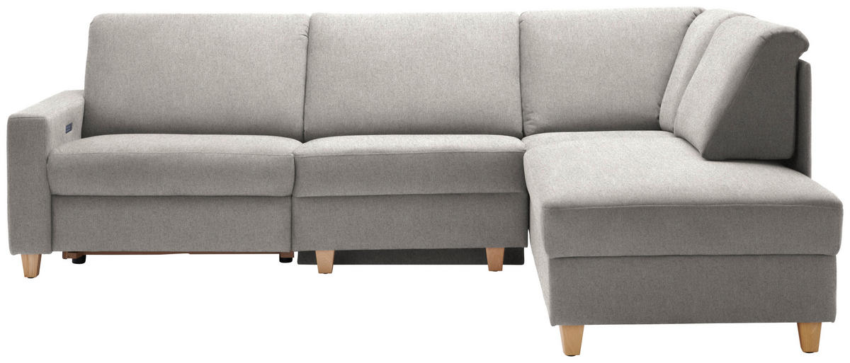 ECKSOFA in Flachgewebe Ecru  261/203 cm  - Ecru/Eichefarben, KONVENTIONELL, Holz/Textil (261/203cm) - Sedda