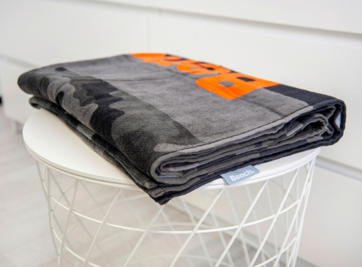 STRANDTUCH Schwarz, Orange, Multicolor, Grau 80/180 cm  - Multicolor/Schwarz, KONVENTIONELL, Textil (80/180cm) - Bench