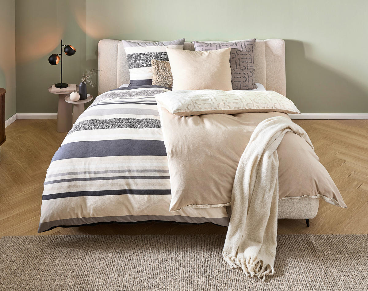 WENDEBETTWÄSCHE E-Leo Stripe nature Flanell 135/200 cm  - Beige/Naturfarben, Design, Textil (135/200cm) - Esprit