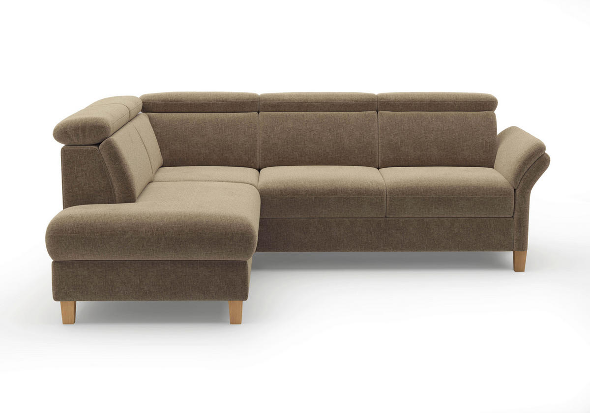 ECKSOFA GLENDALE E Hellbraun Flachgewebe  - Hellbraun/Eichefarben, KONVENTIONELL, Holz/Textil (193/247cm) - Sit & More