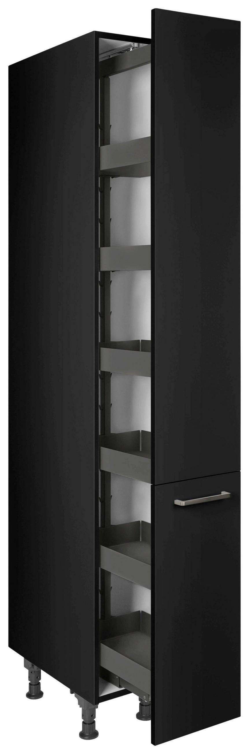 APOTHEKERSCHRANK 30/216,6/58 cm in Schwarz - Edelstahlfarben/Schwarz, MODERN, Holzwerkstoff/Metall (30/216,6/58cm) - Nobilia