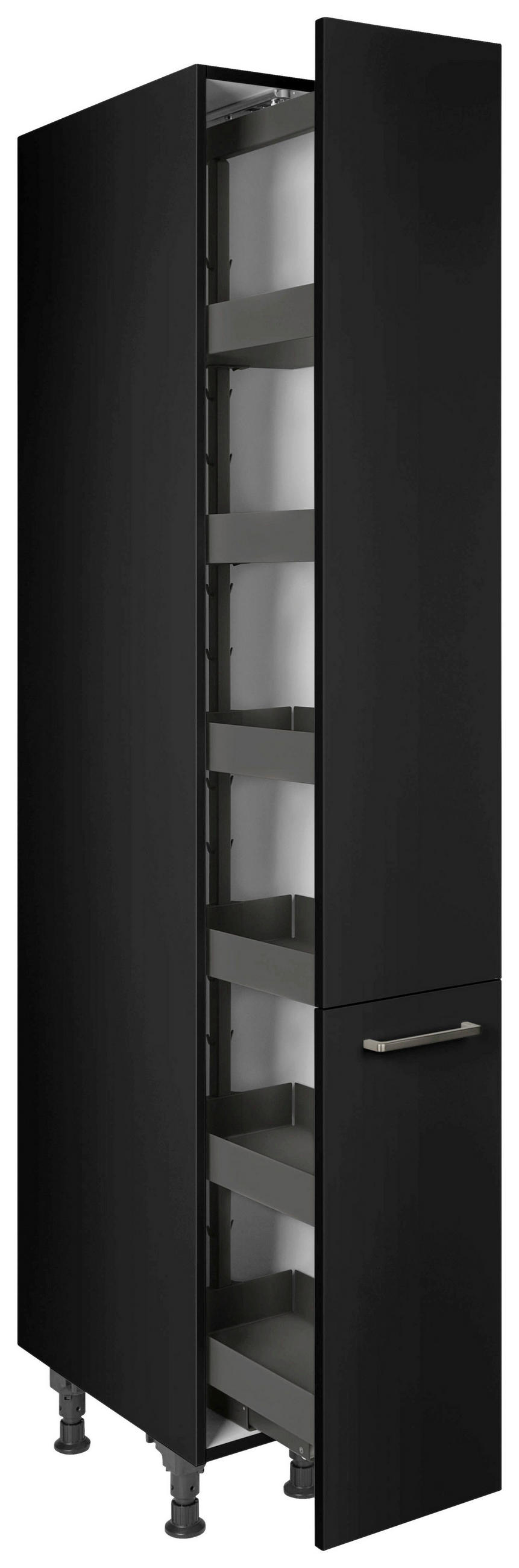 APOTHEKERSCHRANK 30/216,6/58 cm  in Schwarz  - Edelstahlfarben/Schwarz, MODERN, Holzwerkstoff/Metall (30/216,6/58cm) - Nobilia