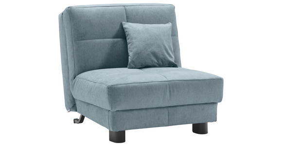 SCHLAFSESSEL Mikrovelours Hellblau Liegefunktion Zierkissen  - Schwarz/Hellblau, KONVENTIONELL, Textil/Metall (85/85/100cm) - Carryhome