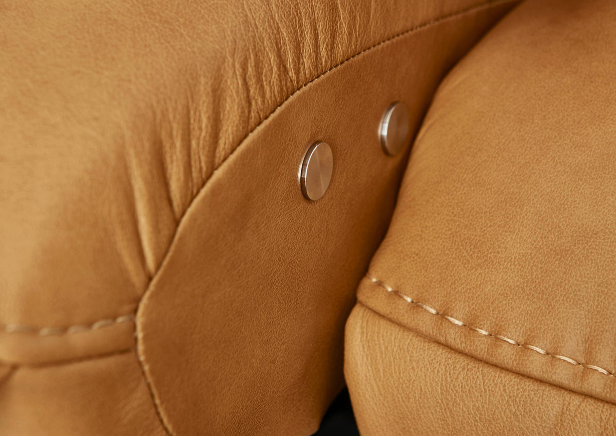 ECKSOFA in Echtleder Orange  - Edelstahlfarben/Orange, Design, Leder/Metall (292/258cm) - Hukla