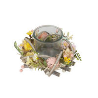 Suport Lumânări Paște - roz aprins/galben, Lifestyle, plastic/sticlă (20/11,5cm)