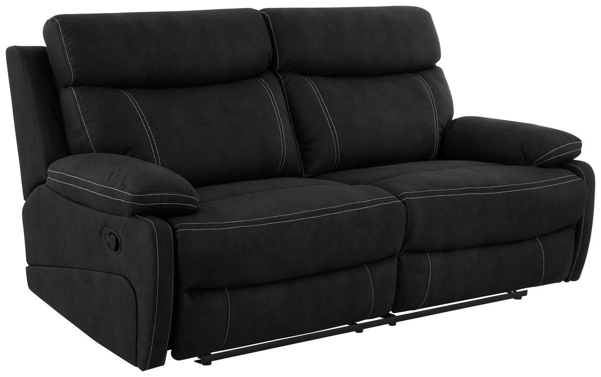 SITZGARNITUR Mikrofaser Schwarz  - Schwarz, KONVENTIONELL, Textil/Metall - Livetastic