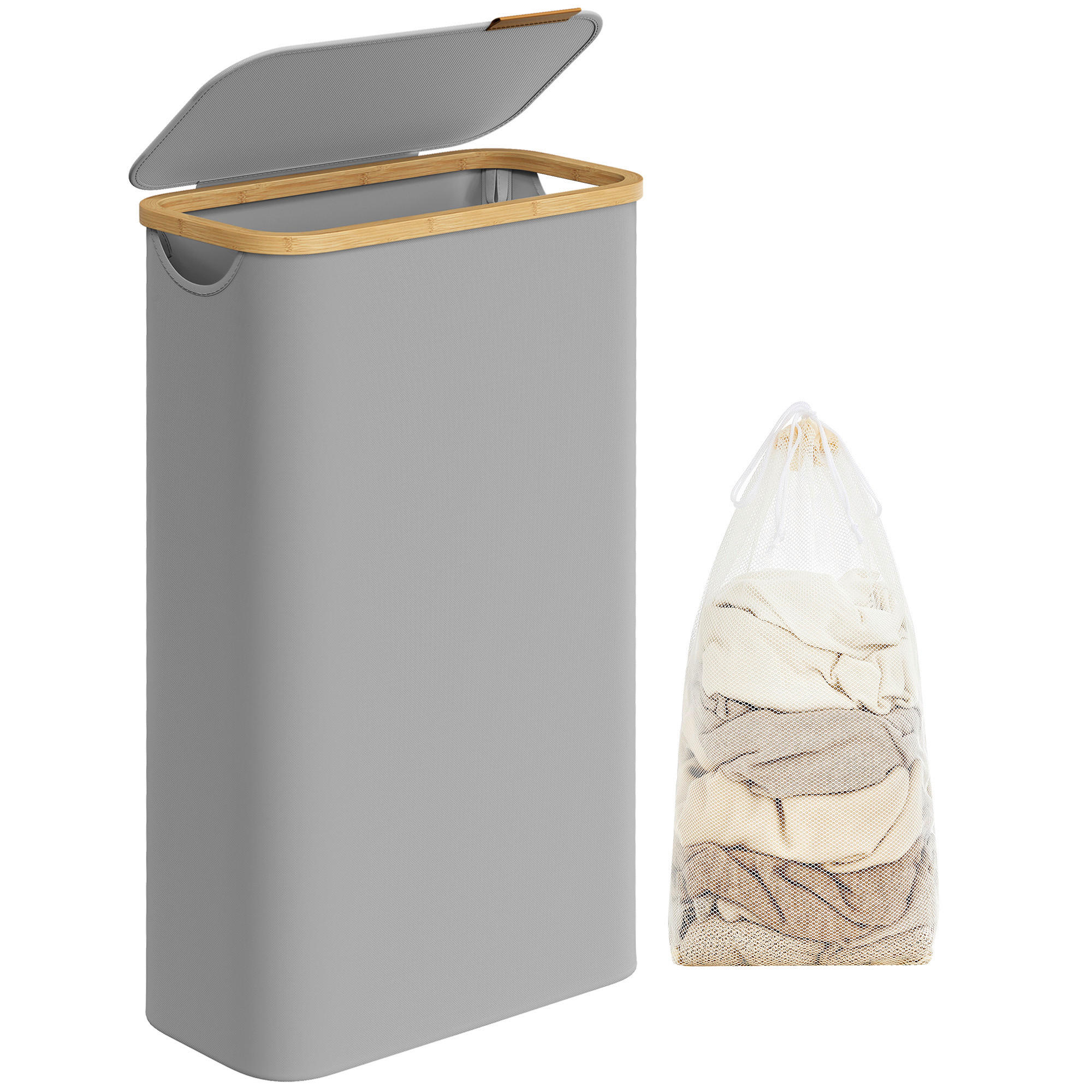 WÄSCHEKORB - Grau, Trend, Naturmaterialien/Kunststoff (42/70,5/22,5cm) - Boxxx