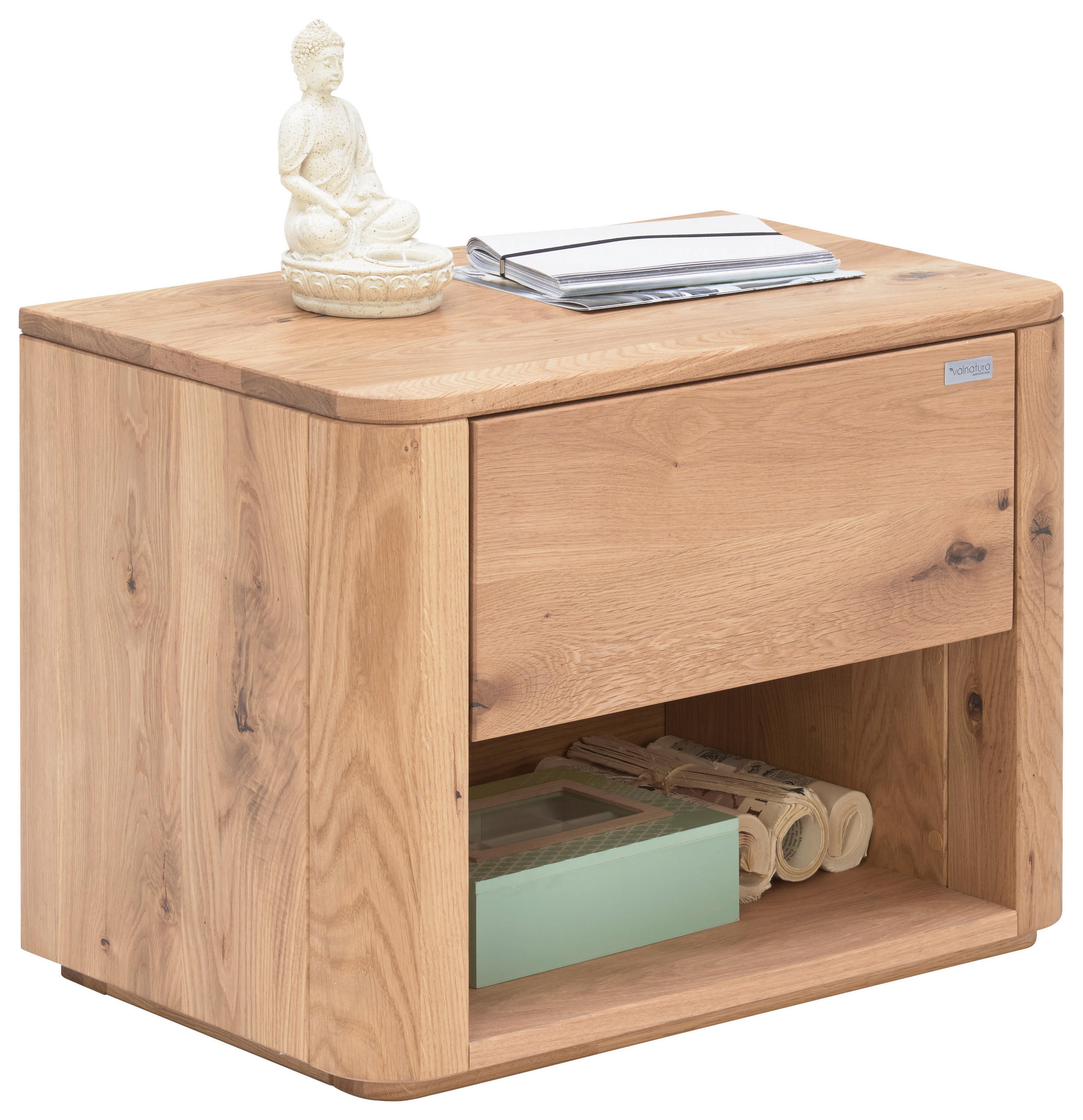 NACHTSCHRANK 60/45/38 cm Wildeiche massiv - Eichefarben, KONVENTIONELL, Holz (60/45/38cm) - Valnatura