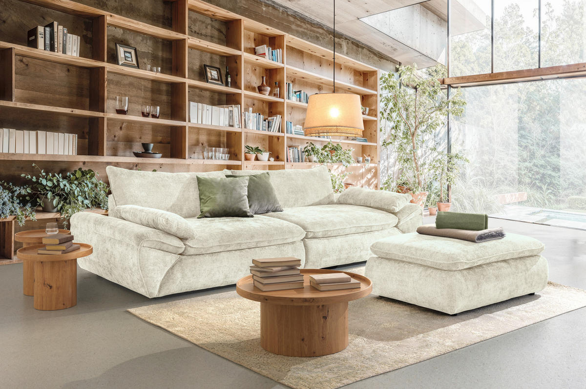 BIG SOFFA i struktur beige  - beige/svart, Klassisk, textil/plast (302/80/120cm) - MID.YOU