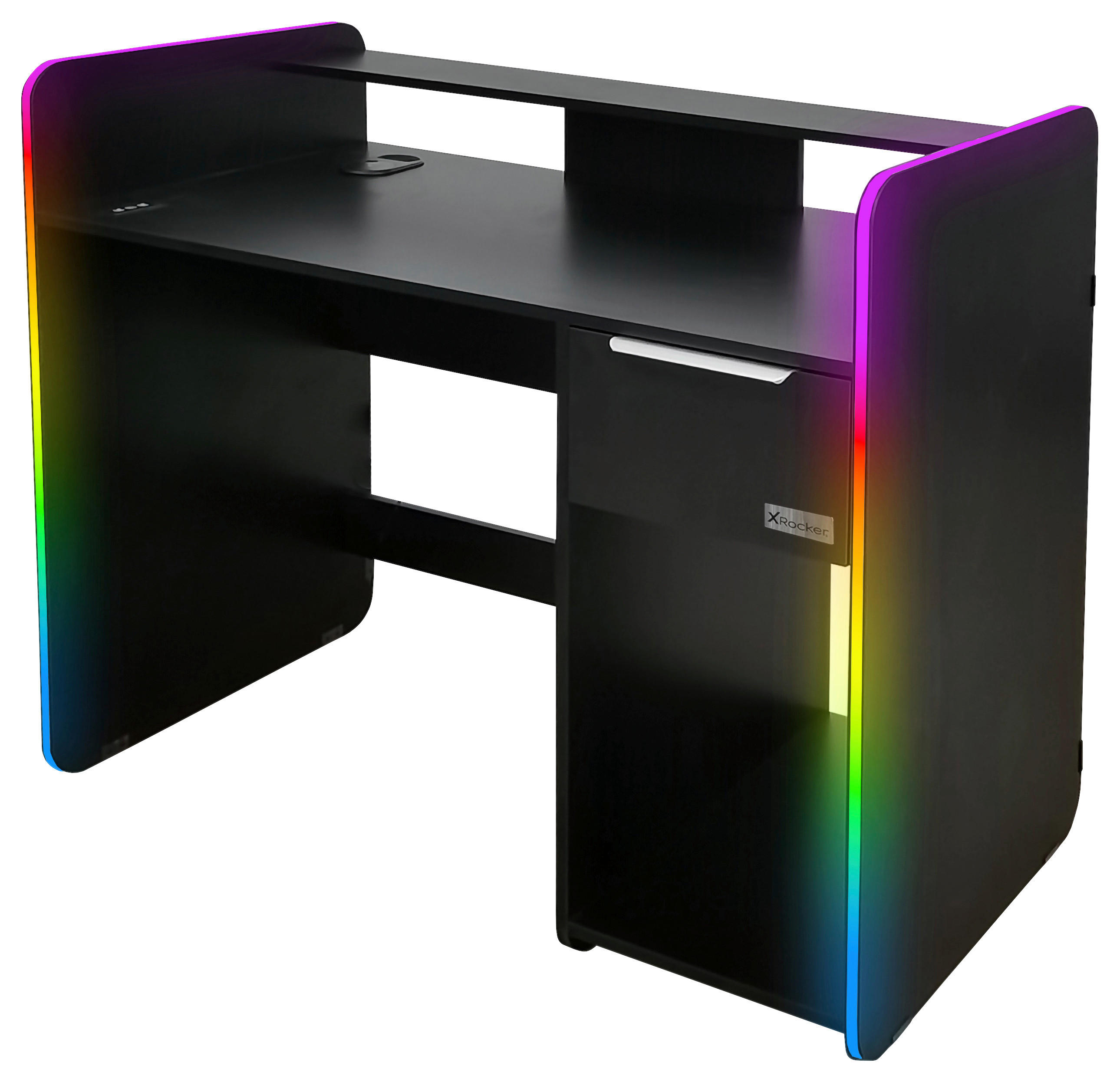 GAMINGTISCH Schwarz  - Grau Hochglanz/Schwarz, MODERN, Holzwerkstoff/Metall (110/55/95cm) - X Rocker
