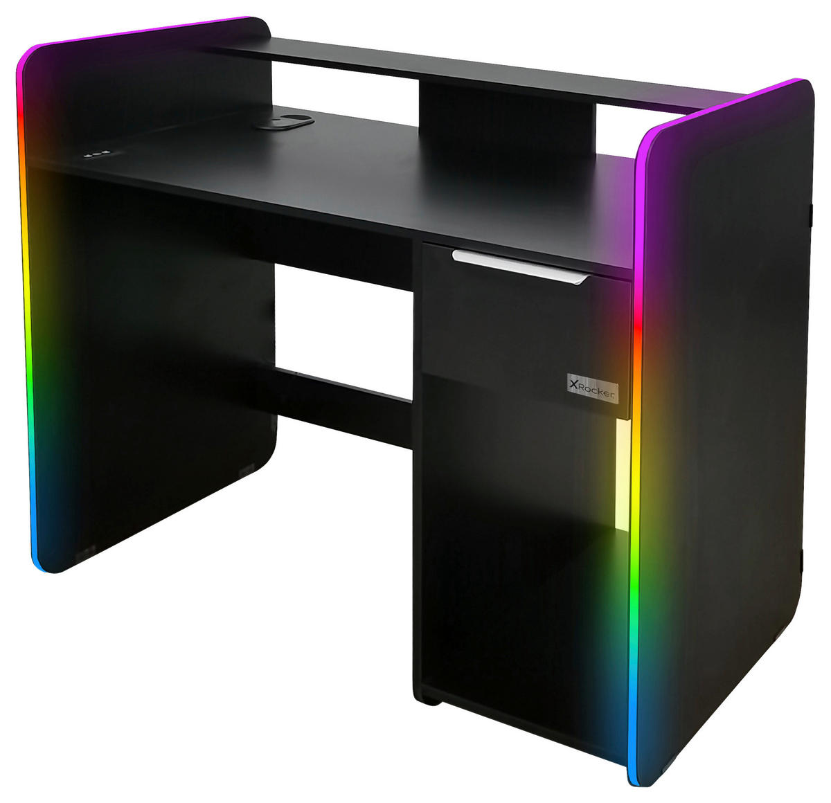 GAMINGTISCH Schwarz  - Grau Hochglanz/Schwarz, MODERN, Holzwerkstoff/Metall (110/55/95cm) - X Rocker
