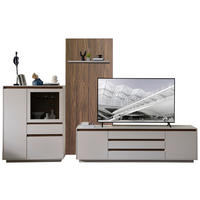 ANSAMBLU MOBILIER CAMERA DE Z in culoare lemn de nuc, cașmir  - cașmir/culoare lemn de nuc, Design, sticlă/material pe bază de lemn (354/232/45cm) - Stylife
