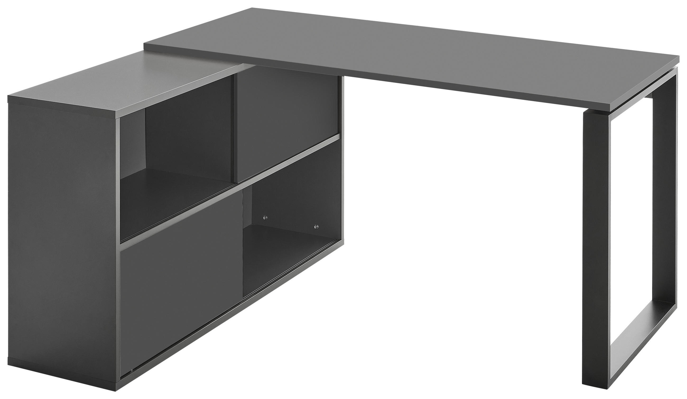 ECKSCHREIBTISCH 145/120/75 cm  in Graphitfarben, Schwarz  - Schwarz/Graphitfarben, MODERN, Holzwerkstoff/Metall (145/120/75cm) - Novel