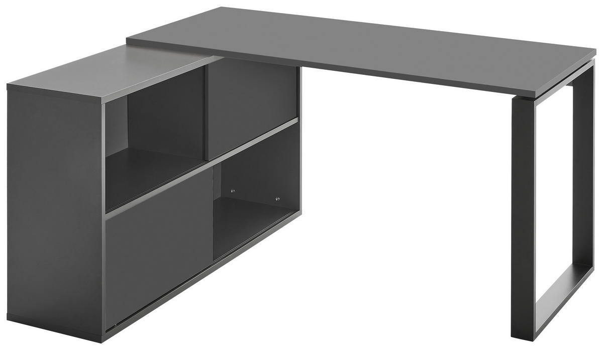 ECKSCHREIBTISCH 145/120/75 cm  in Graphitfarben, Schwarz  - Schwarz/Graphitfarben, MODERN, Holzwerkstoff/Metall (145/120/75cm) - Novel