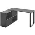 ECKSCHREIBTISCH 145/120/75 cm  in Graphitfarben, Schwarz  - Schwarz/Graphitfarben, MODERN, Holzwerkstoff/Metall (145/120/75cm) - Novel