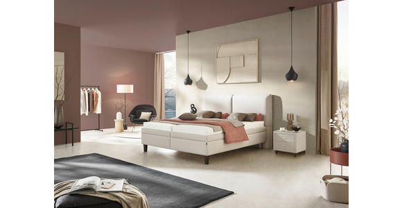 POLSTERBETT Matratze, Lattenrost, Bettkasten 180/200 cm  in Beige  - Beige/Weiß, KONVENTIONELL, Holz/Textil (180/200cm) - Dieter Knoll