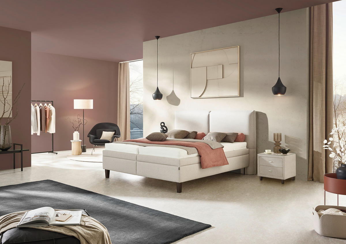 POLSTERBETT Matratze, Lattenrost, Bettkasten 180/200 cm  in Beige  - Beige/Weiß, KONVENTIONELL, Holz/Textil (180/200cm) - Dieter Knoll