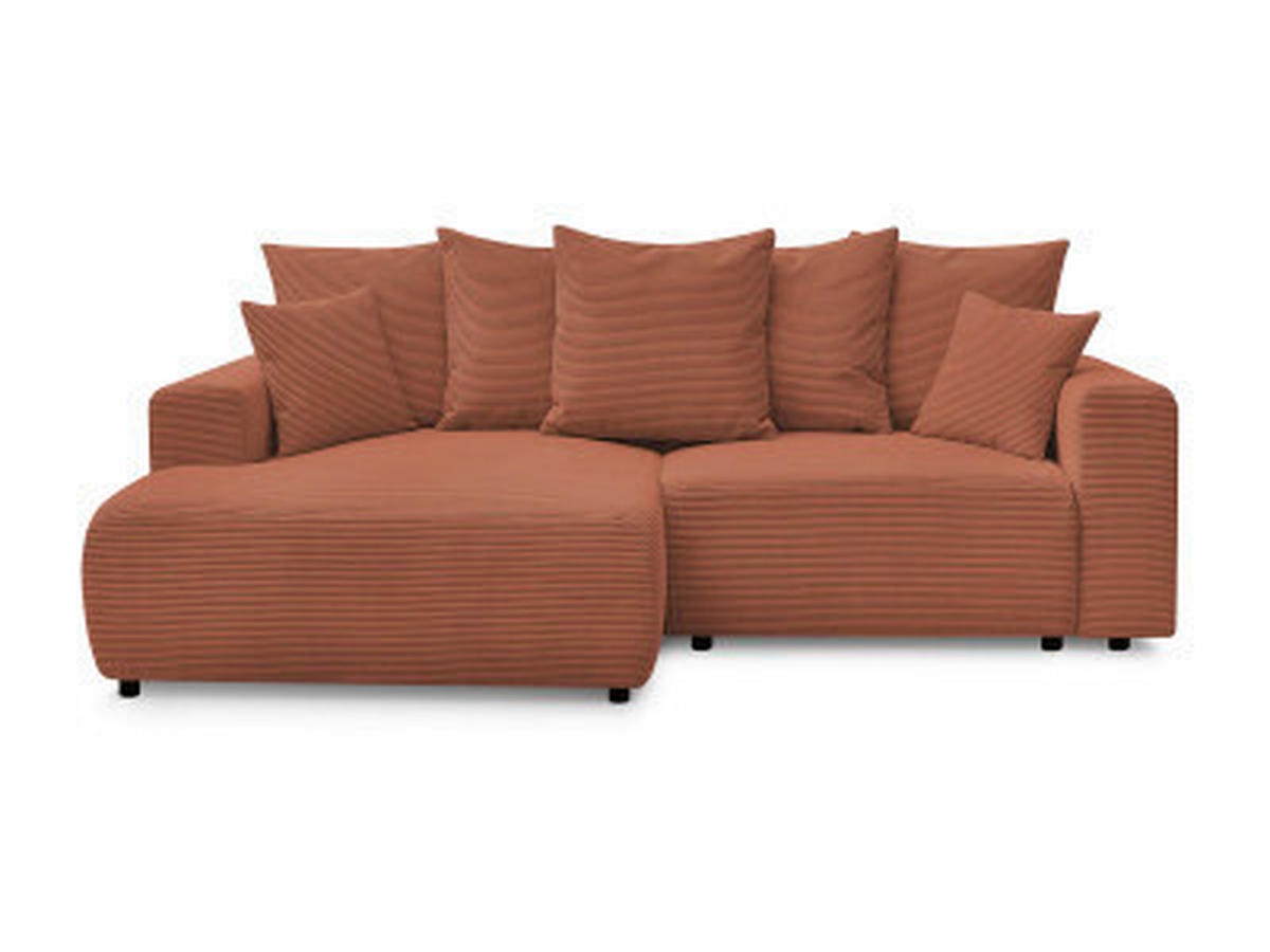 ECKSOFA Ottomane links  ATILLA Orange Cord  - Schwarz/Orange, MODERN, Kunststoff/Textil (149/244cm)