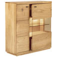 HIGHBOARD Eichefarben  99/141/38 cm  - Eichefarben/Schwarz, Natur, Glas/Holz (99/141/38cm) - Linea Natura