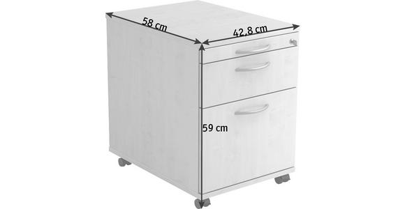 ROLLCONTAINER 42,8/59/58 cm  - Alufarben/Weiß, KONVENTIONELL, Holzwerkstoff/Kunststoff (42,8/59/58cm) - Venda