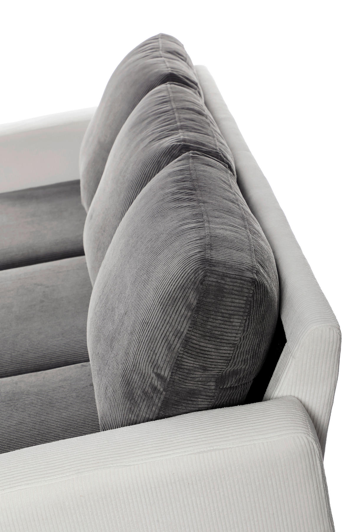 ECKSOFA Dunkelgrau Cord  - Dunkelgrau/Schwarz, Design, Kunststoff/Textil (198/135cm) - P & B