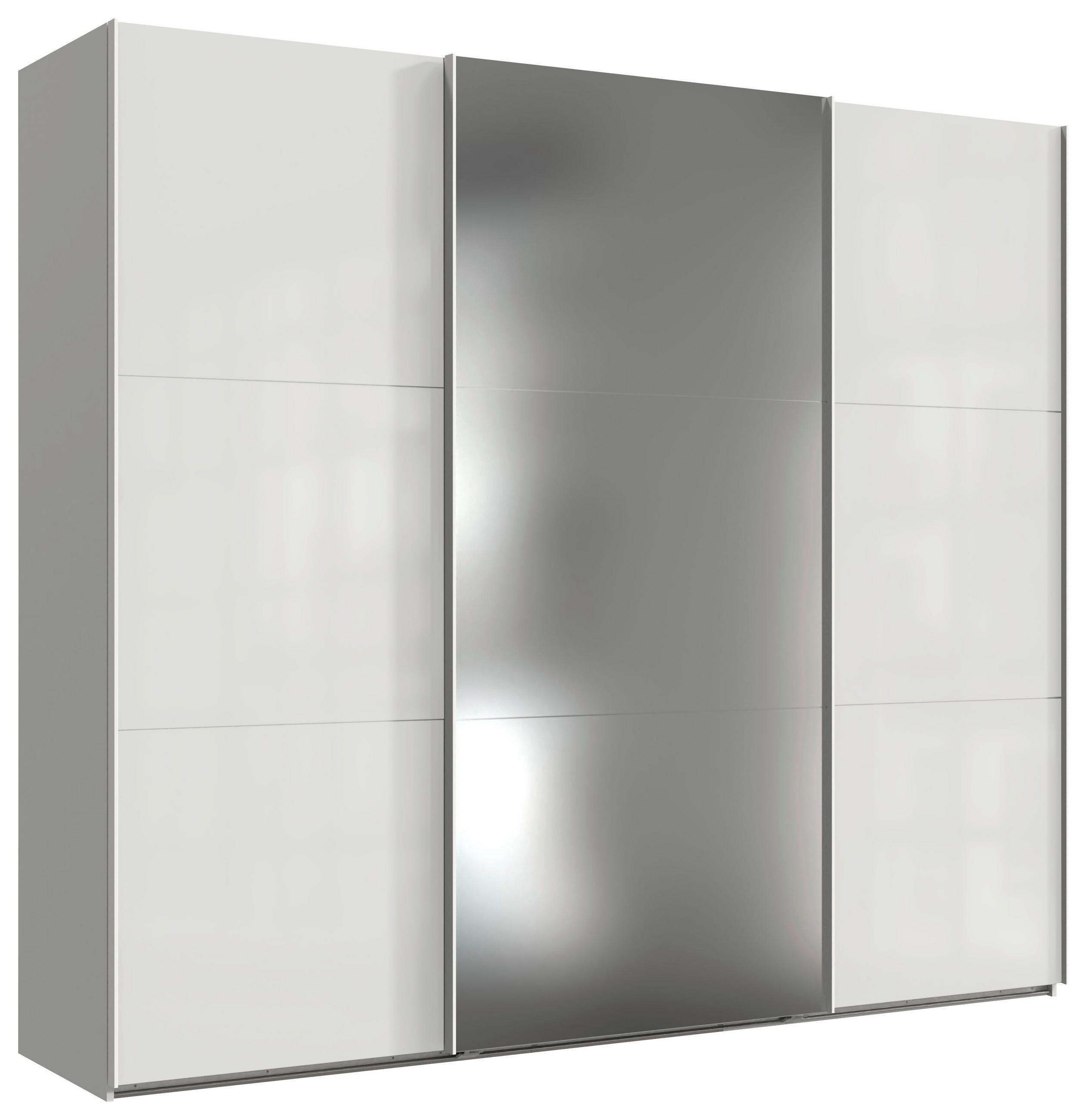 Stylife Schwebetürenschrank Weiß, Weiß Hochglanz 250x216x65 cm