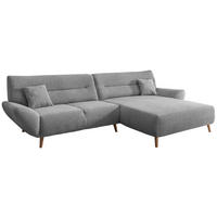 ECKSOFA in Chenille Silberfarben  290/166 cm  - Wildeiche/Silberfarben, MODERN, Holz/Textil (290/166cm) - MID.YOU
