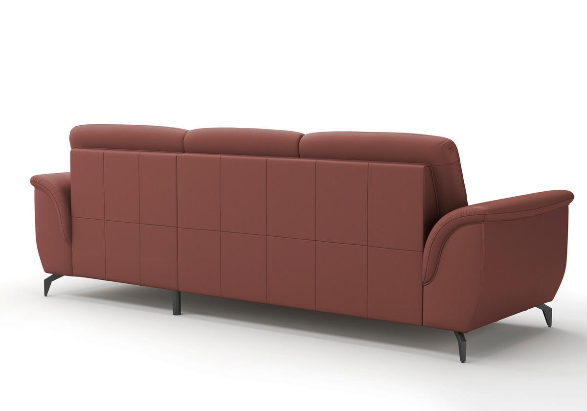 ECKSOFA in Echtleder Rotbraun  - Rotbraun/Schwarz, Modern, Leder/Metall (262/164cm) - Sit & More