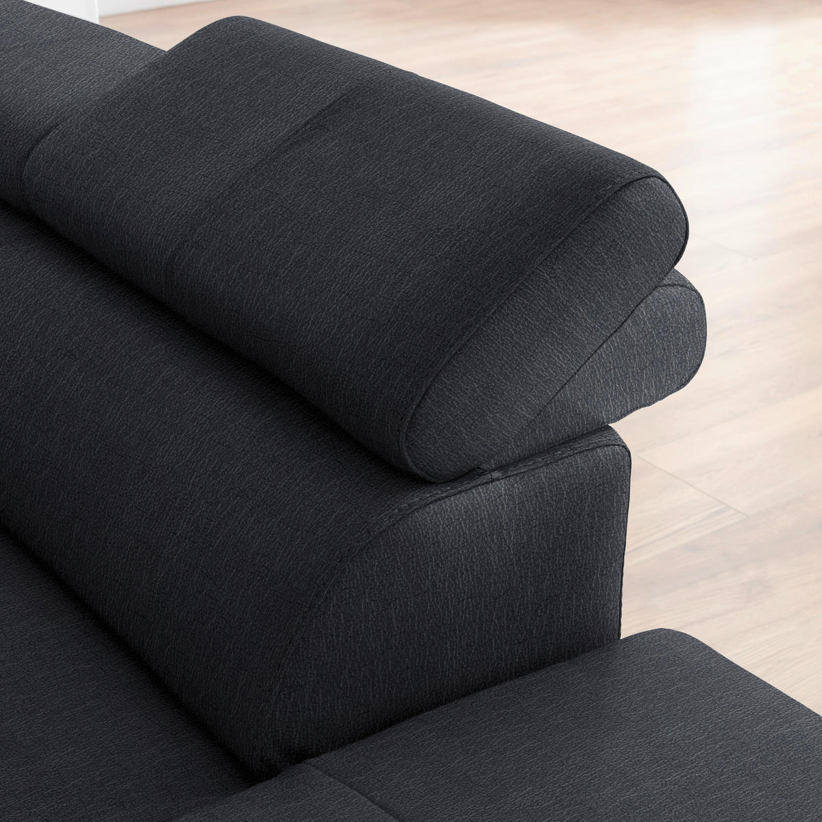 ECKSOFA in Echtleder Schwarz  - Schwarz, Design, Leder/Metall (256/220cm) - Celina Home