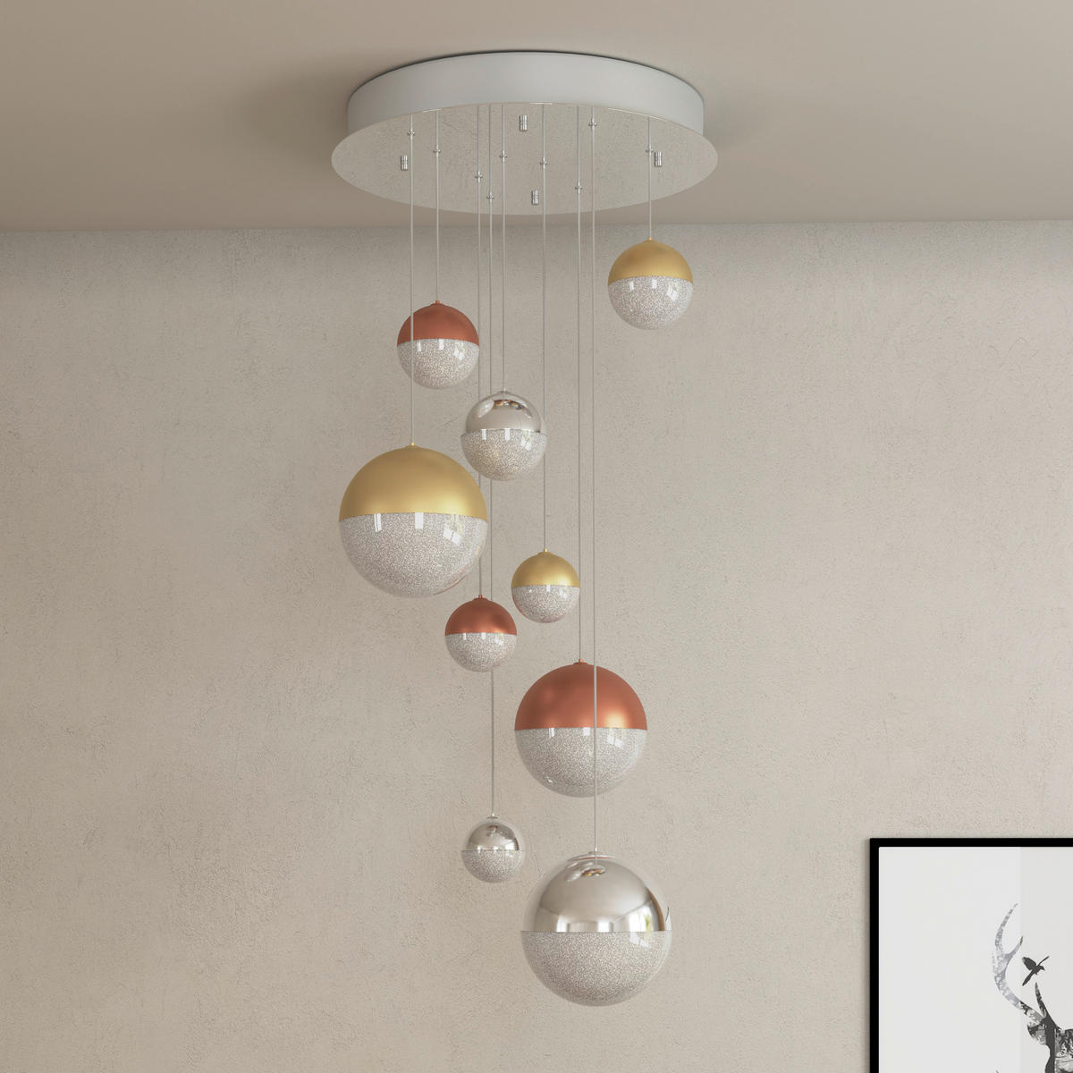 LED-HÄNGELEUCHTE Stafford 50/150 cm   - Chromfarben/Messingfarben, Basics, Metall (50/150cm) - Dieter Knoll