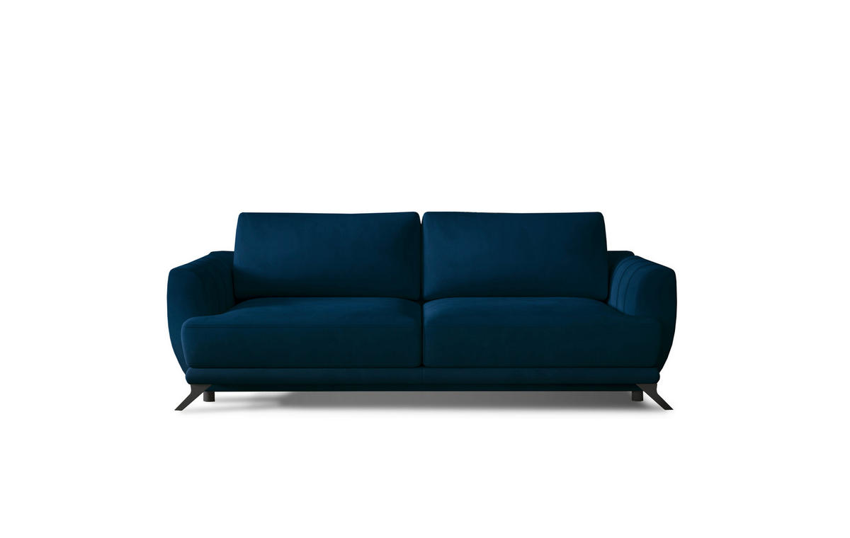 SCHLAFSOFA in Samt Blau  - Blau/Schwarz, Design, Textil/Metall (242/90/95cm) - MID.YOU