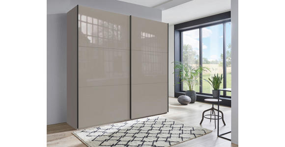 SCHWEBETÜRENSCHRANK in Sahara - Schwarz/Sahara, KONVENTIONELL, Glas/Holzwerkstoff (250/236/65cm) - Hom`in