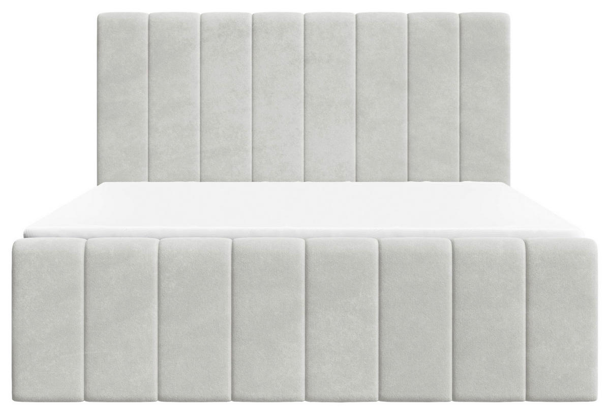 BOXBETT 140/200 cm,  in Silberfarben, Bettkasten, Topper, H2 + H3 = mittel + fest  - Silberfarben/Schwarz, MODERN, Holz/Kunststoff (140/200cm) - MID.YOU