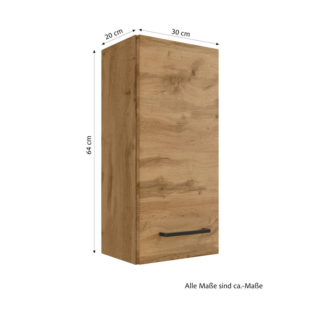Thumbnail - Held Hängeschrank Held Möbel Manchester, Eiche, Metall, 2 Fächer, 30x64x20 cm, Made in Germany, hängend, Badezimmer, Bad...