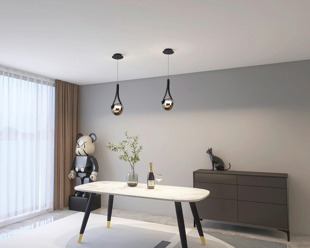 LED LUSTER  23/215 cm      - boja hroma/crna, Dizajnerski, staklo/metal (23/215cm) - Dieter Knoll