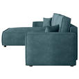 ECKSOFA Türkis Cord Zierkissen, Rückenkissen, Bettkasten, Schlaffunktion, Rücken echt, Liegefläche im Originalstoff  - Türkis/Schwarz, MODERN, Kunststoff/Textil (190/280cm) - Carryhome