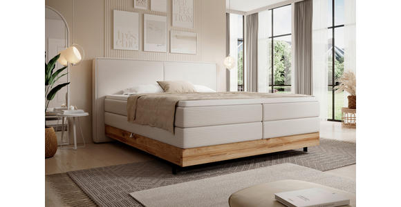 BOXSPRINGBETT 180/200 cm  in Creme  - Creme/Schwarz, Natur, Holz/Textil (180/200cm) - Valnatura