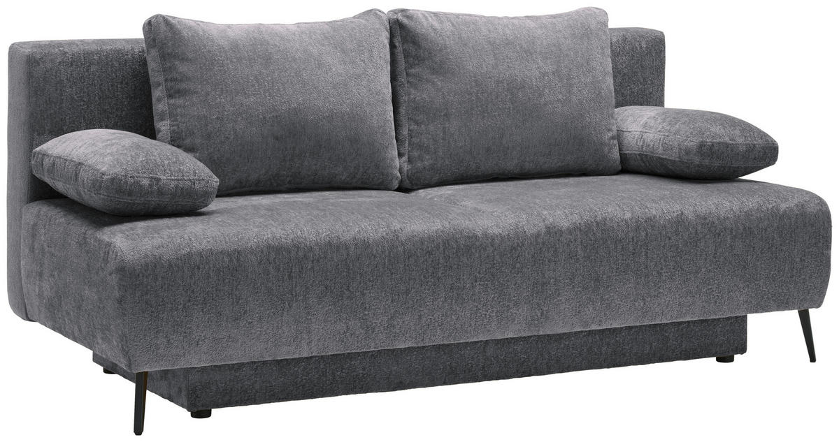 SCHLAFSOFA  mit Liegefunktion, Rücken echt Webstoff Grau  - Schwarz/Grau, MODERN, Textil/Metall (200/90/100cm) - Ti'me