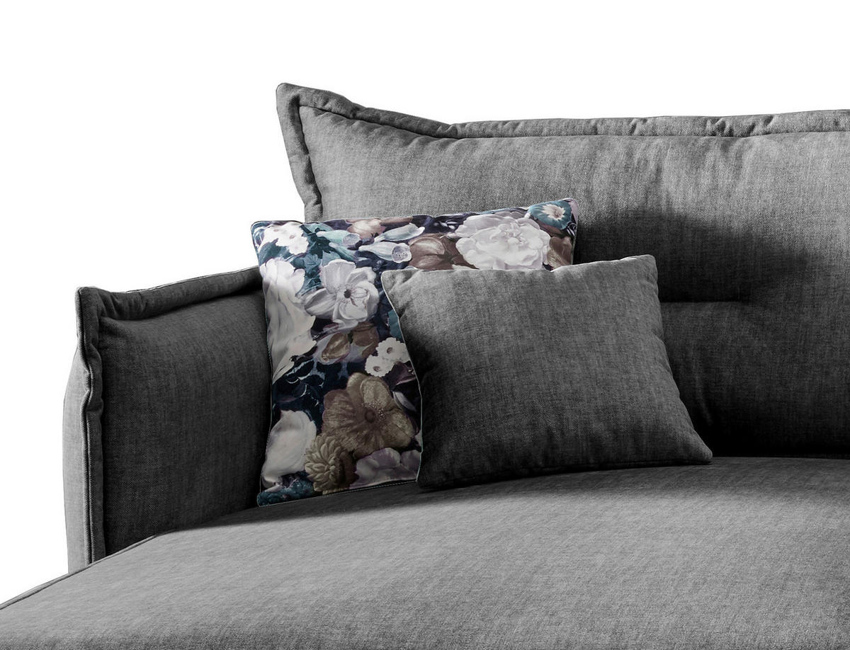 ECKSOFA in Velours Grau  - Türkis/Schwarz, Modern, Textil/Metall (180/255cm) - Livetastic