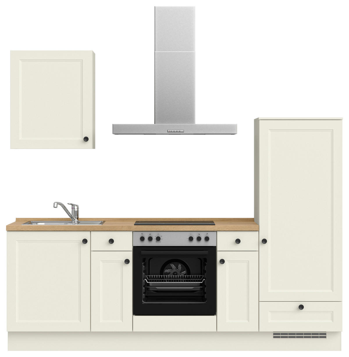 KÜCHENBLOCK Cascada 240 cm  in Weiß, Eichefarben  - Eichefarben/Schwarz, MODERN, Holzwerkstoff/Metall (240cm) - Nobilia