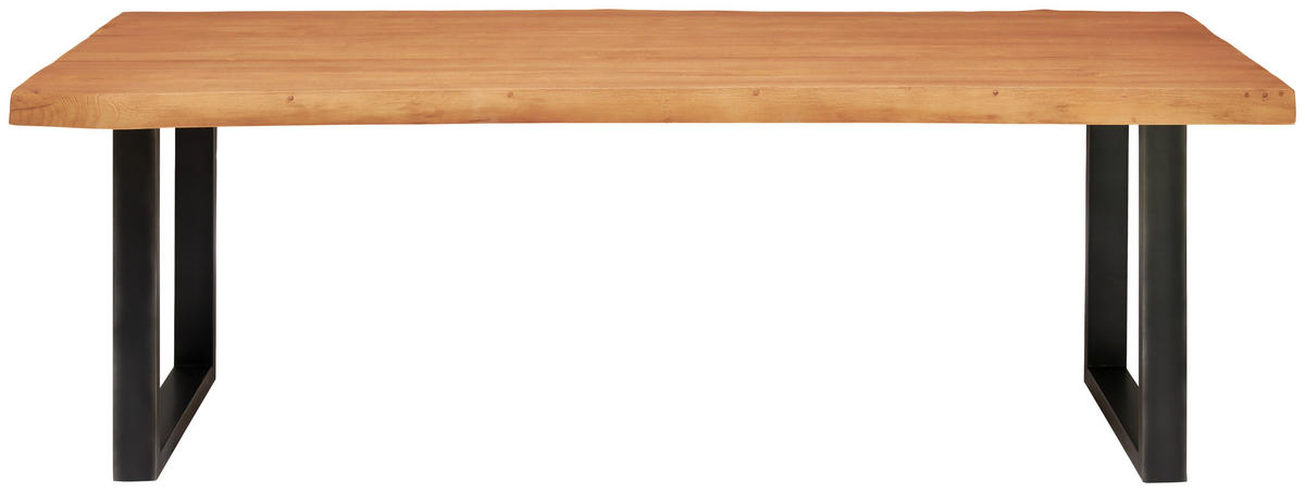 VRTNA MIZA les, kovina barva tikovine  - barva tikovine/črna, Natur, kovina/les (220/90/75cm) - Ambia Garden