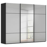 SCHWEBETÜRENSCHRANK 242/223/68 cm,  in Grau, Schwarz, 3 Tür(en)  - Schwarz/Grau, KONVENTIONELL, Glas/Holzwerkstoff (242/223/68cm) - Novel