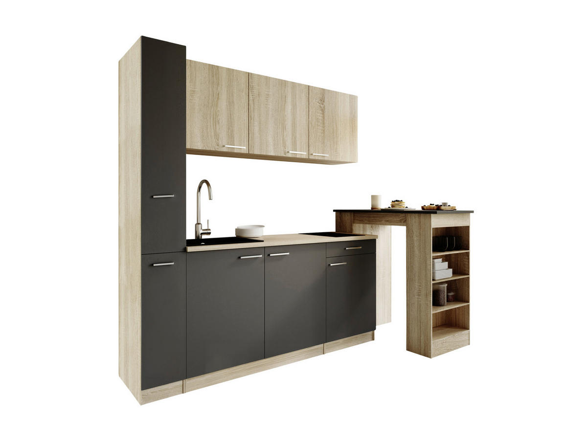 KUHINJSKI BLOK - siva/barve hrasta, Design, umetna masa/leseni material (180cm) - Respekta
