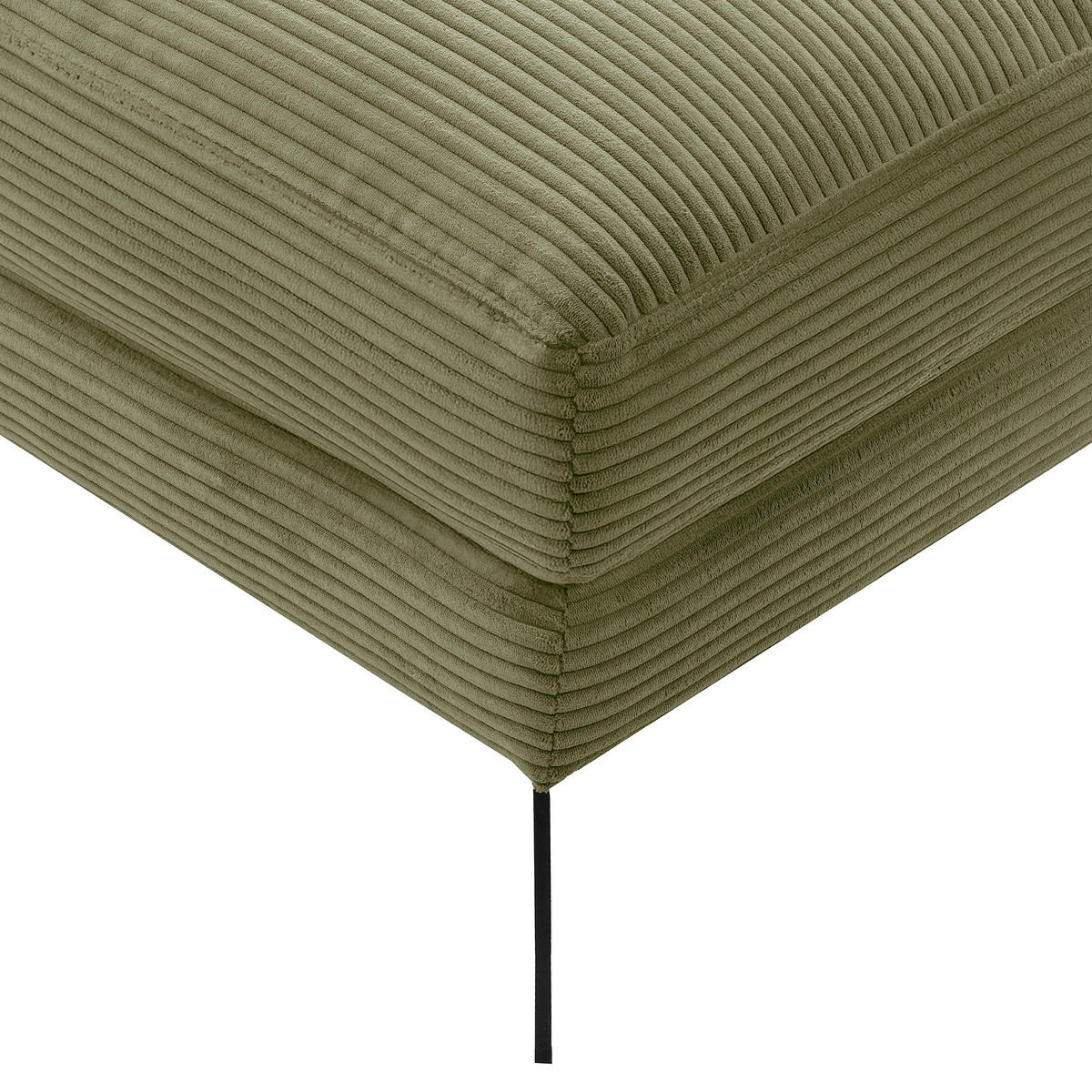 HOCKER Textil Olivgrün  - Schwarz/Olivgrün, Design, Textil/Metall (163/46/62cm) - Livetastic