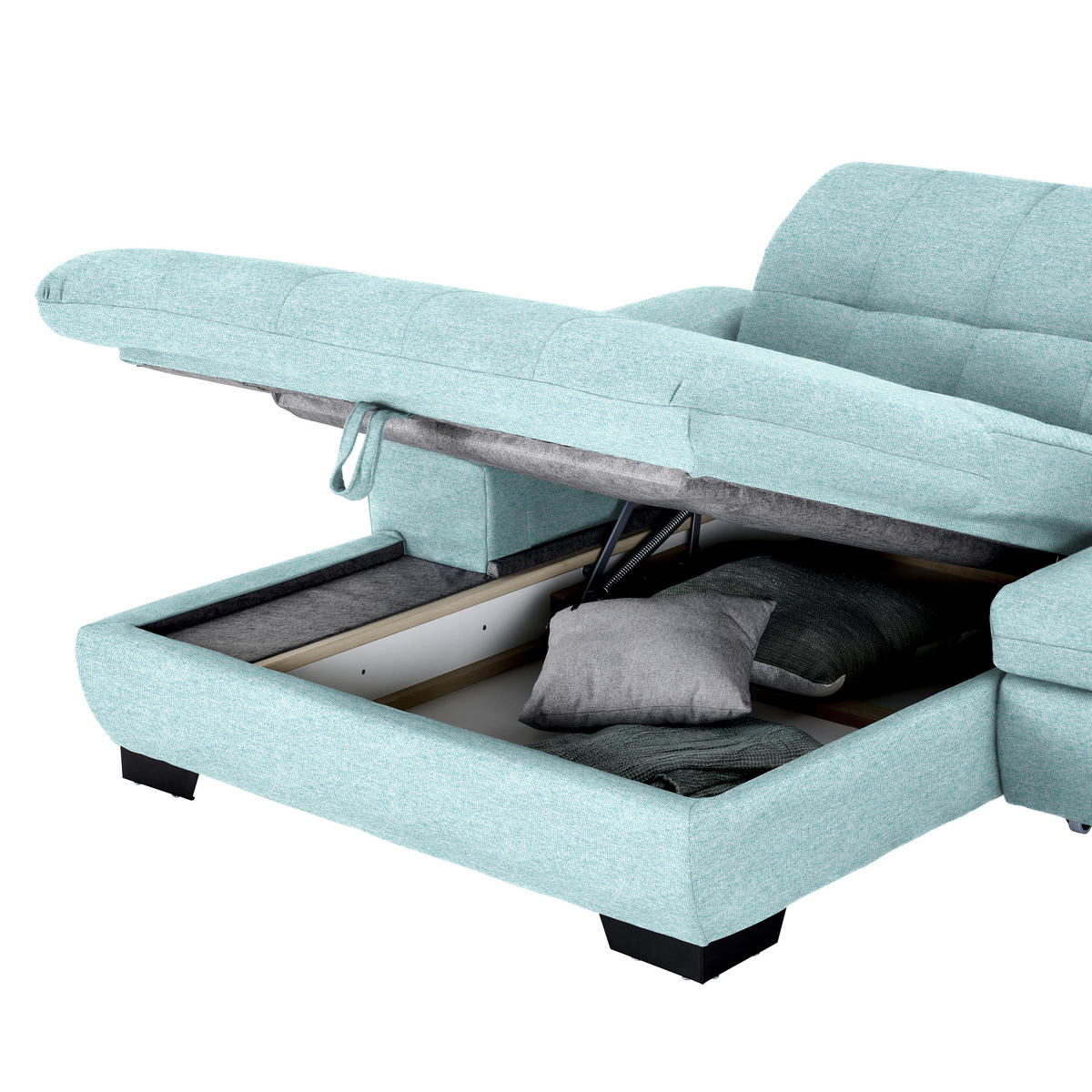 ECKSOFA  in Webstoff Türkis  180/265 cm  - Türkis/Schwarz, Design, Textil/Metall (180/265cm) - Carryhome