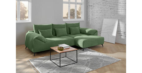 ECKSOFA in Cord Olivgrün  311/176 cm  - Schwarz/Olivgrün, KONVENTIONELL, Textil/Metall (311/176cm) - Carryhome