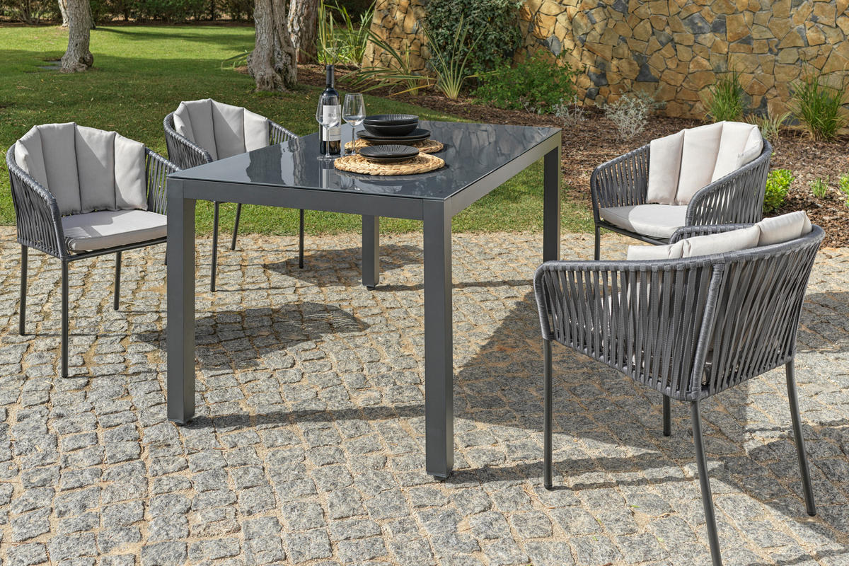 GARTENSESSEL Metall, Kunststoff, Textil Grau  - Schwarz/Grau, MODERN, Kunststoff/Textil (59/77,5/61cm) - Ambia Garden